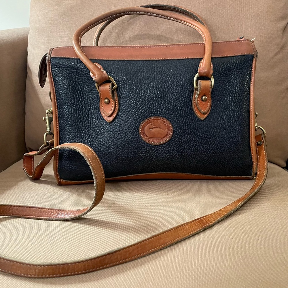 Dooney & Bourke Pebble Leather Satchel in Navy